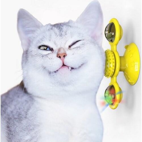 Interactive Cat Toy Windmill Portable Scratch Massage Suction Cup Catnip Cats Puzzle Training Toy Funny Cat Ball Cat Accessories