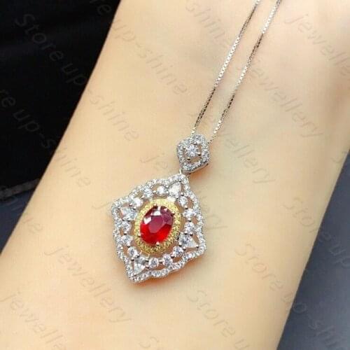 Classic style ruby pendant 925 silver womens pendant, exclusive boutique, elegant atmosphere