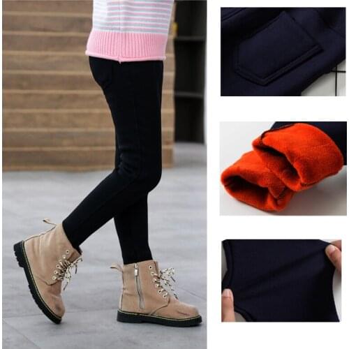 Winter Fancy Warm Girls Leggings Cotton Thick Pants For Teen Children Sweatwear Pencil Pants Clothing For 3-10T Kid Child Jeans