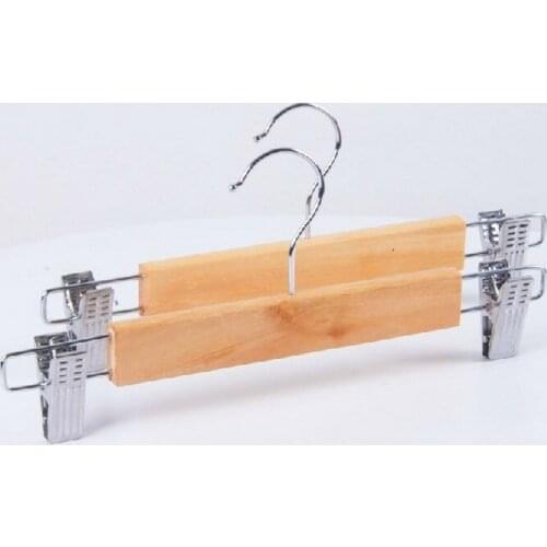 1PC Wooden white trouser hangers adults wood hangers trouser pants with clips trouser clamp pant hanger OK 0208