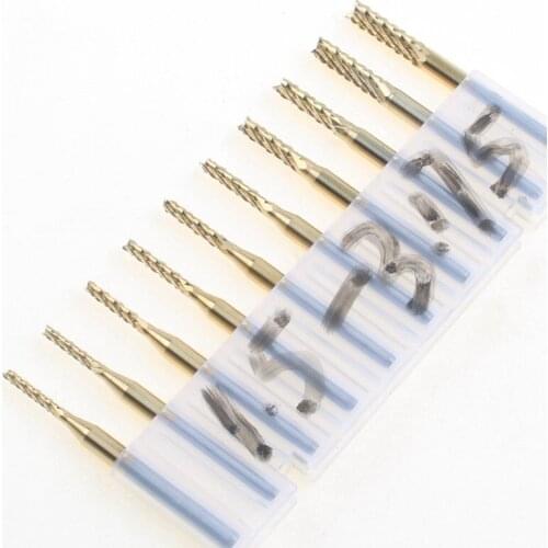 10pcs Titanium Coat Carbide 1.5mm-3.175mm End Mill Engraving Bits CNC Rotary Burrs Set