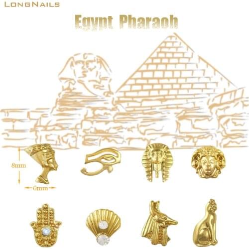 10pc/lot Mystic Pharaoh Golden Charms Alloy Tutankhamun 6*8mm Egypt Stud Gold Rivet King/Shell/Hand Decors Metal Nail Alloy 3DIY