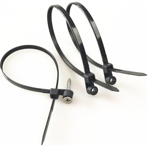 100pcs Nylon cable zip ties with screw hole Mount Self locking Loop Wrap Bundle Ties straps for Car Auto wire fixed organizer