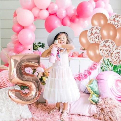 12Pcs/set Happy Birthday Confetti Balloons With Ribbon Foil Number Balloon Baby Sower Boy Girl First Party Decoration