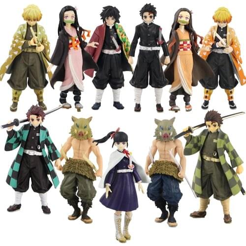 16-18cm Cartoon Demon Slayer Kimetsu No Yaiba PVC Figure Toys Kamado Tanjirou Tsuyuri Kanawo Zenitsu Giyuu Decoration Model Doll