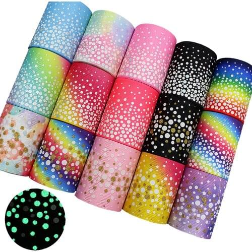 2 yards Fluorescence Grosgrain Ribbons Gradient Hot Gold Dots , 3‘’ (75mm) DIY handmade Bow Gift wrap 19YG-4