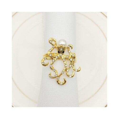 24/PCS new hotel table creative octopus water diamond napkin ring napkin ring napkin ring