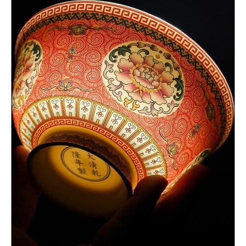 4.5-6 Inch Chinese Bowl Jingdezhen Ceramic Anti Scald High Eg Tableware Household Single Eating Bone China Longevity Bowl