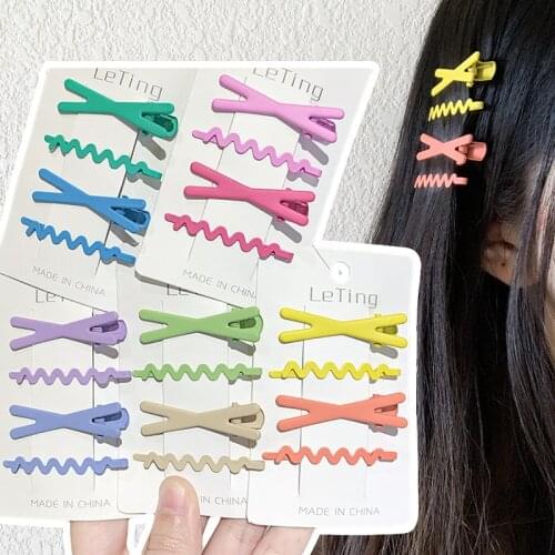 4pcs/lot New Colorful Wave Hairpin Girl Cute Hair Clips Headdress Candy Color Headwear Fashion Hair Accessories