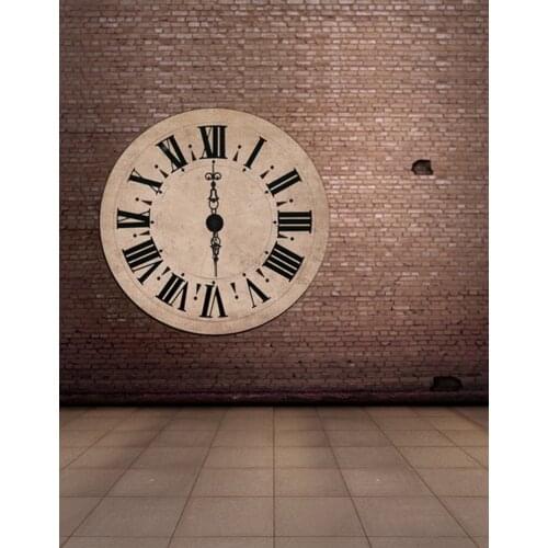 5x7ft Brick Wall Clock Photography Backdrops Photo Props Studio Background