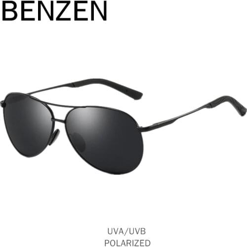 BENZEN Pilot Sunglasses Men Vintage Polarized Sun Glasses Male Glasses For Driving Classic Shades New Black With Case 9295