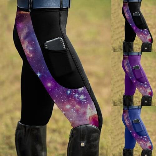 Horse Riding Pants Clothes For Women Starry Sky Print High Waist Trouser Elastic Equestrian Breeches Skinny Trousers Equipments