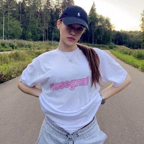 Calelinka America Fashion Letters Printed Female White Cotton Tshirt Short Sleeve Summer Top Loose Round Neck Ins Aesthetic Tees
