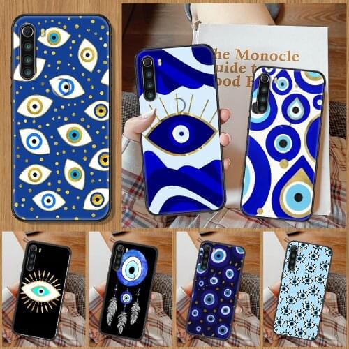 Nazar Boncuğu Evil eye Phone Case For Xiaomi Redmi Note 7 8 9 10 7A 8T 9A 9T 9S 10S Pro black pretty waterproof 3D hoesjes