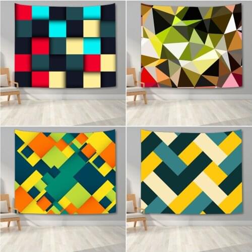 Colorful Geometry Wall Tapestry Bedroom 3D Plaid Wall Hanging Tapestry Background Cloth For Living Room Home Dorm Wall Decor