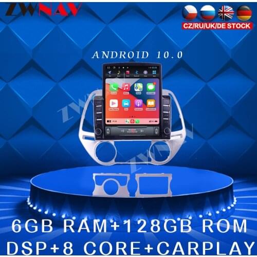 For Hyundai I20 2008-2014 Android 10 Tesla style Car DVD Player GPS navigation Car Auto Radio Stereo Multimedia Player