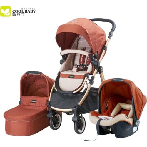 Travel System Baby Stroller, High-view, Suspension, Folding, Bidirectional, Portable Baby Pram Whole Set, Sit & Lie Down