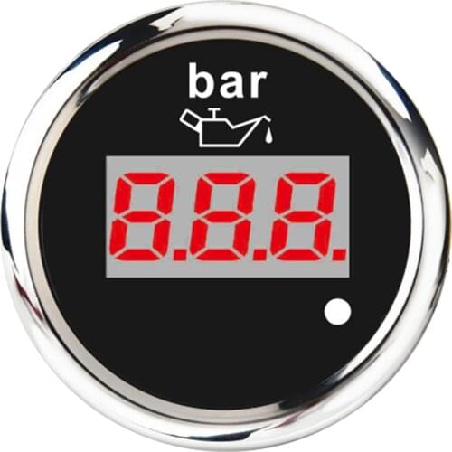 Electronic Universal Oil Pressure Press Gauge Meter 2inches 52mm 0BAR-10BAR for Car Vehicle Auto - Black