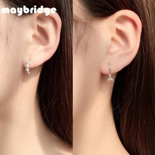 EM138 Fashion Asymmetric Olive Leaf U Shaped Stud Earring Women Silver Plated Jewelry Wholesale