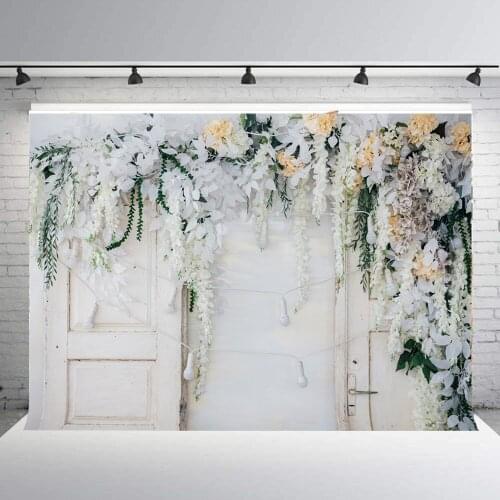 BEIPOTO Wedding backdrop for photo studio white 3d flower wooden door bridal shower decor photography background baby shower