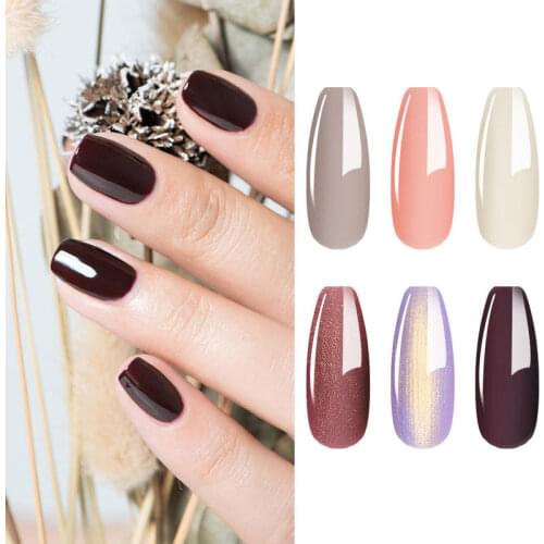 HNM Color Box Set Soak Off Pure Color Gel Nail Polish Nail Varnish Primer UV Gelpolish Vernis Hybird Lacquer 6pcs Set 8ML
