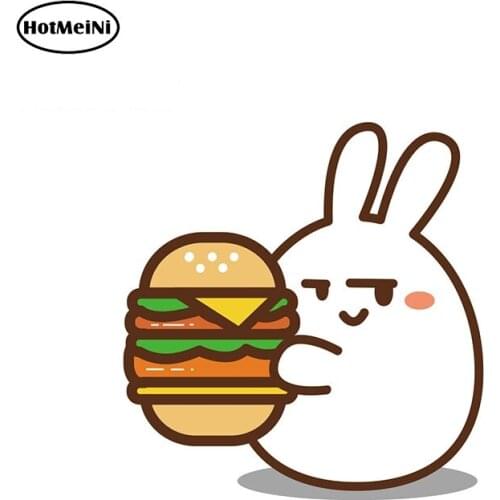 HotMeiNi 13cm x 8.1cm personality White Rabbit with burger Motorcycle Car Stickers Bumper Window Waterproof Car Styling