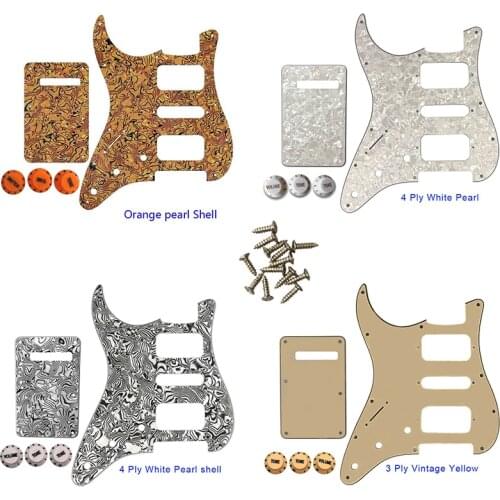 Quality Guitar Pickguard -For US Left Handed 11 Screw Holes Start Humbucker HSH Scratch Plate & Back Plate & Control Knob
