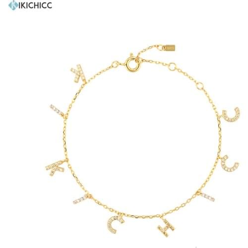 KIKICHICC 2021 New 925 Sterling Silver Zircon Pave Letter Personalize Jewelry Chain Necklace Women Fashion Jewelry Crystal