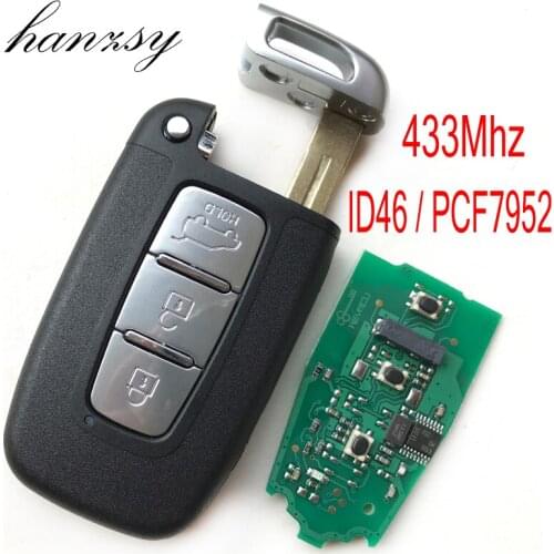 3 Button 433Mhz Remote Key For HYUNDAI Genesis Equus Sonata Veloster Tucson Elantra I30 I45 Ix35 Smart Car Key with Chip PCF7952