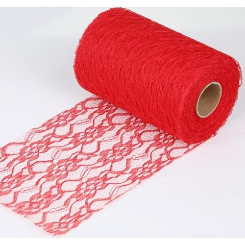 Red Tulle Lace Rolls Spool Fabric 15cm Netting lace Ribbon For Tutu Skirt Chair Table Runner Wedding Decorations 22M