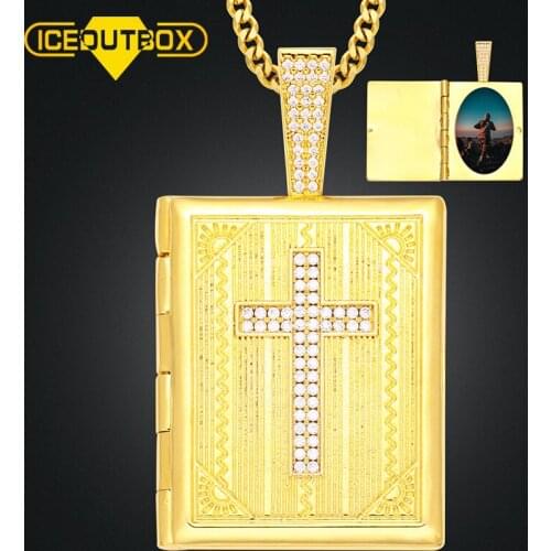 Custom Photo Memory Medallions Solid Pendant Cross Tags Hip Hop Jewlery Personalized Cubic Zircon Christian Bible Prayer Pendant