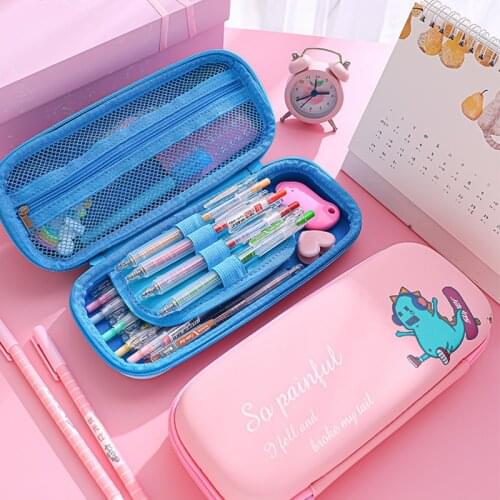 Multi-Layer EVA Pencil Case Creative Waterproof Pencils Bag Hard Shell Large-Capacity Pencil Box Fold Canvas Stationery Supplies