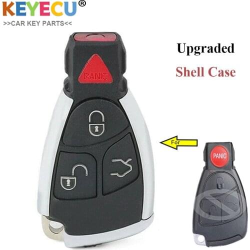 KEYECU Modified Remote Control Car Key Case Shell for MB Mercedes Benz CL500 S430 E320 S500 SL500 C230 E55 AMG, FOB 3+1 4 Button