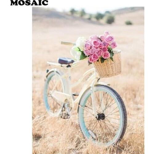 Mosaic rhinestones paitning Bicycle Diamond Embroidery fantasy art Full Square round drill Diamond Painting flower Cross Stitch