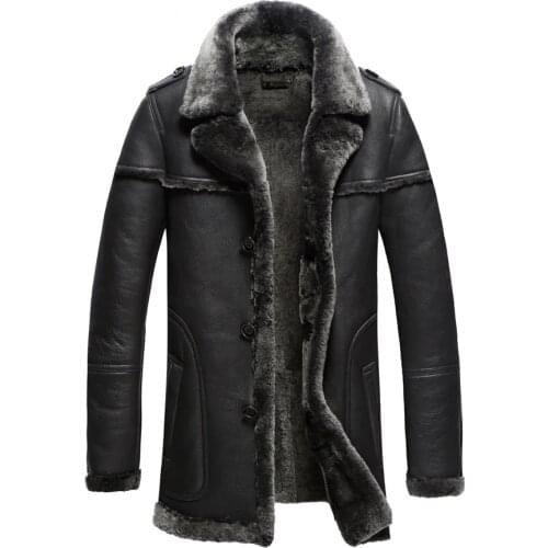 Stock Clear 1 pc Sheepskin Fur Shearling Men Formal Fur Coats 100% Guaranteed Real Natural Fur Clothng Male Winter Thick Coat