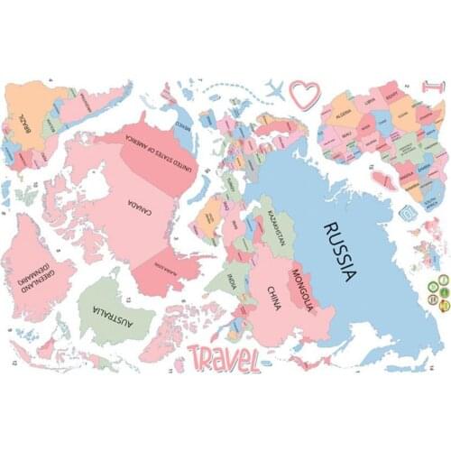Wall Sticker Colored Letters World Map Pattern PVC Household Wall Decorative Sticker for Home Christmas Decoration For Home Deco