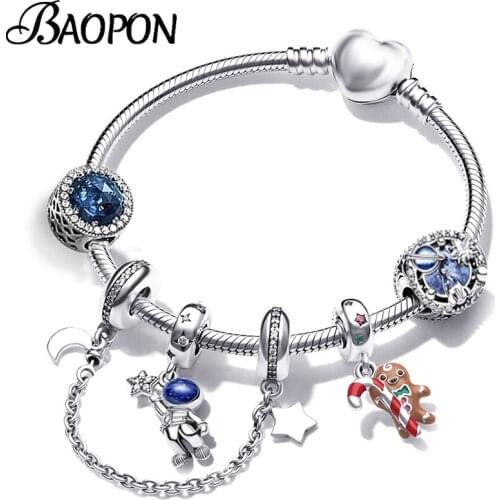 BAOPON 2021 New Friendship Crown Beads Charm Bracelet With Silver Color Snake Chain Bracelet For Women Jewelry Gift Dropshipping