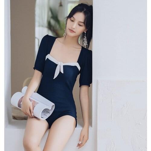 2021 New Korea Style Monokini Women Swimwear Skirt One Piece Swimsuit Padded Push Up Bathing Suit Sexy Monokini Beachwear