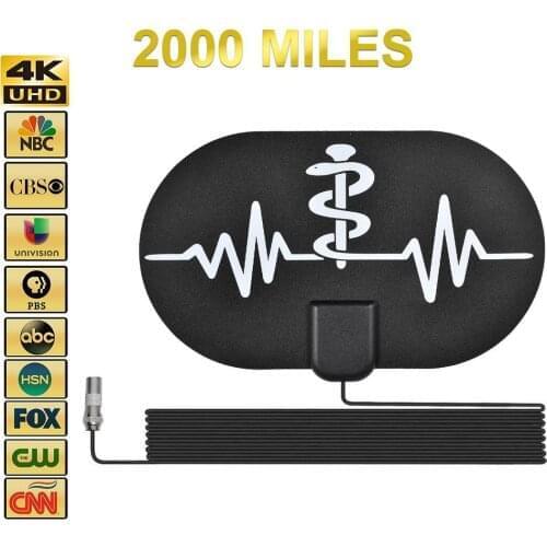 2021 New Indoor TV Antenna Amplified Digital HDTV Antenna 2000 Miles Long Range Clear Satellite Signal Receiver Aerial