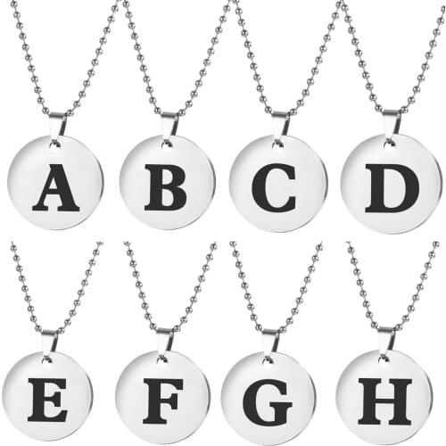 New fashion 26 English alphabet necklace white stainless necklace trinket