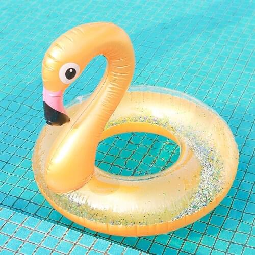 New Arrival Gold Glitter Flamingo Inflatable Swimming Ring for Pool Adult Baby Pool Float Swim Circle Pool Beach Toys 90