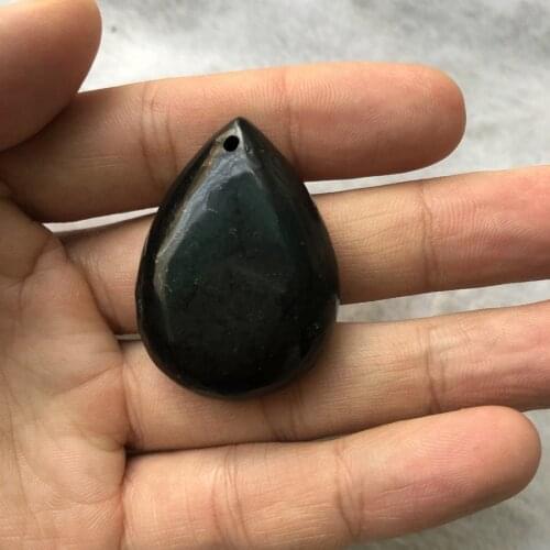 Wholesale 1pcs 100% Natural Russia Shungite Bead Pendant,Pear Drop Healing Gem stone Pendant,Energy healing gem Stones 30mm