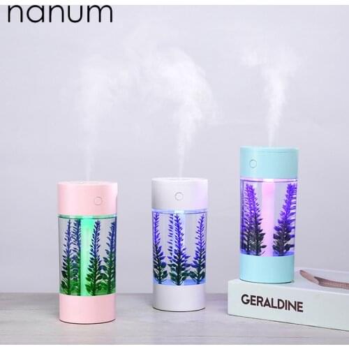 Car AirFreshener 3 in 1 Lavender Humidifier Ultrasonic Diffuser USB Fan LED Light Mini Purifier Mist Maker