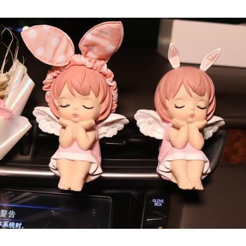 Lovely Angel Anime Figurines Perfume Clip Car Air Vent Freshener Scent Aromas Diffuser Decor Auto Interior Accessories For Girls
