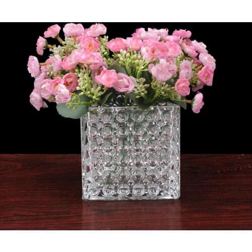 Factory direct creative gifts fashion glass vase home crafts square glass vase wholesale beading