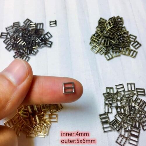 100/200pcs 4mm DIY Patchwork Buckle Handmade Sewing Mini Rectangle Buckles For Dolls Clothing Adjustable Accessories