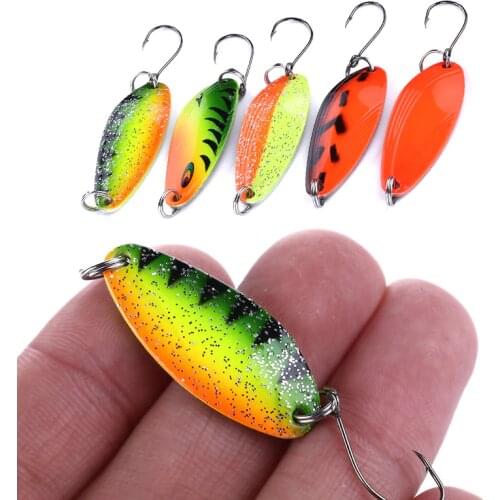 5PCS 4.5g fishing metal shone spoon baits metal spinner lure trout spoon mini bait wobbler artificial spoon