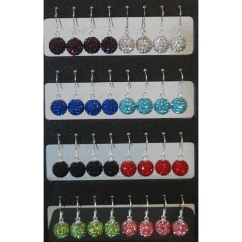 Ryr34e 10mm mix factory price dkpw 15 random color Crystal Beads Silver Plated Drop Earrings Jewelry
