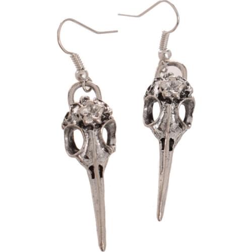 Antique Crow Viking Raven Skull Gothic Punk Steampunk Dangle Earrings