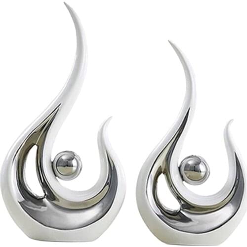 2Pcs Modern Ceramic Statue Figurine Sculpture for Home Coffee Table Ornament